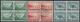 78: 319-21. Landshjelp I. Fireblokkserie stp BORHAUG 1944. 2 x 20 re med gul flekk. Utrop: 100, Startbud: 90